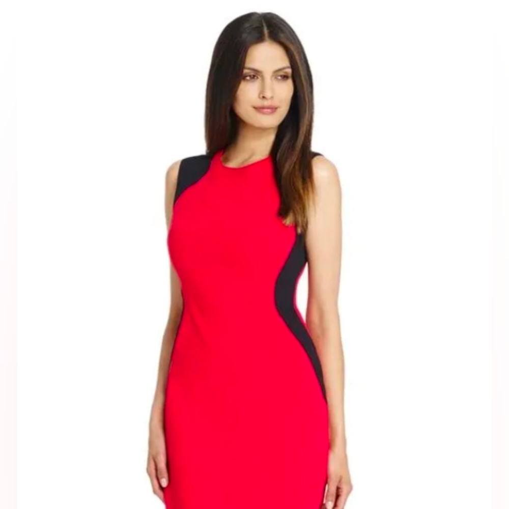 Ronni Nicole red and black colorblock‎ sleeveless sheath dress